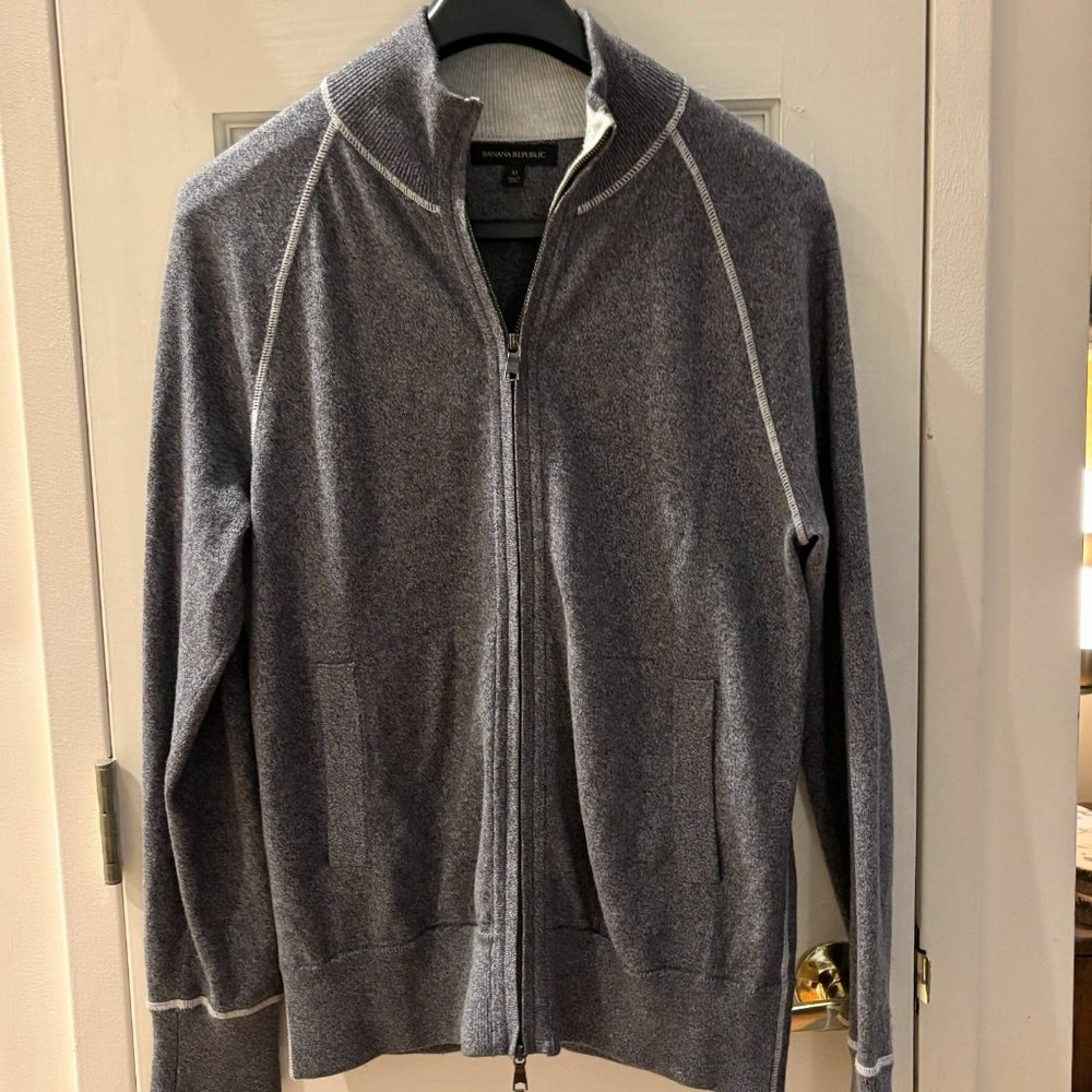 Banana Republic Gray Zip Up Sweater